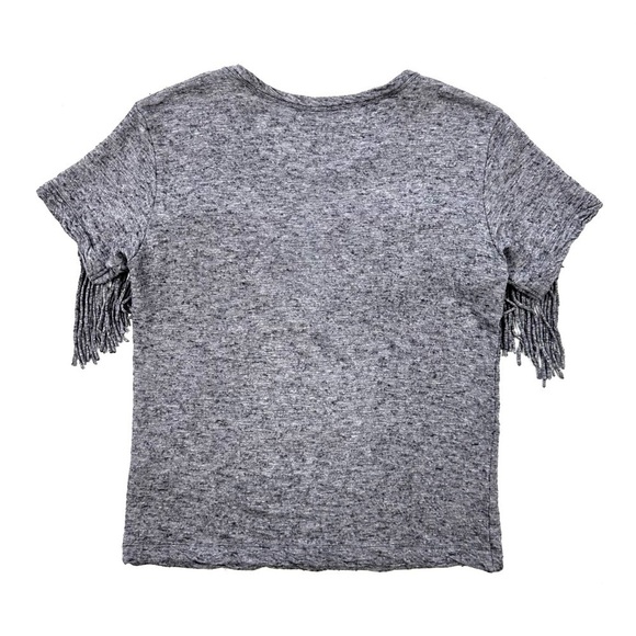 Zadig & Voltaire Satcha Fringes Western gray short-sleeve top t-shirt wool small - Picture 11 of 16
